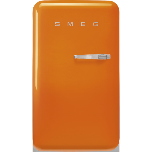 Smeg FAB10LOR6 55cm Retro 50s Style Free Standing Fridge with Ice Box in Orange, Left hand hinge