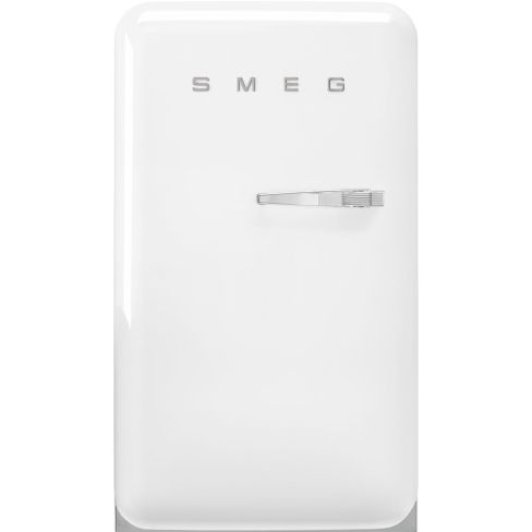Smeg FAB10LWH6 55cm Retro 50s Style Free Standing Fridge with Ice Box in White, Left hand hinge