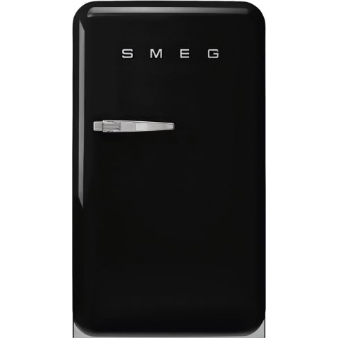 Smeg FAB10RBL6 55cm Retro 50s Style Free Standing Fridge with Ice Box in Black, Right hand hinge
