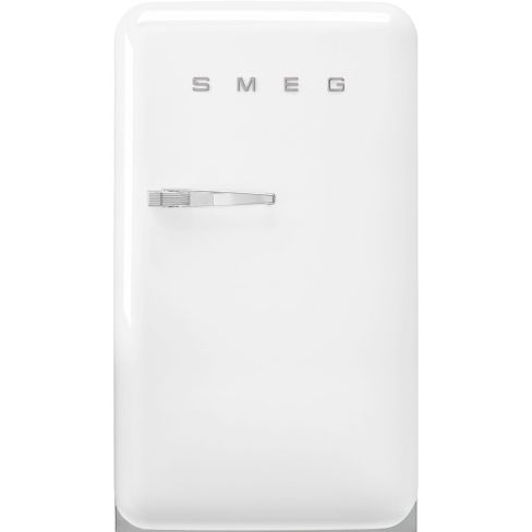 Smeg FAB10RWH6 55cm Retro 50s Style Free Standing Fridge with Ice Box in White, Right hand hinge