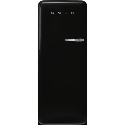 Smeg FAB28LBL6UK 60cm Retro 50s Style Free Standing Fridge with Ice Box in Black, Left Hand Hinge