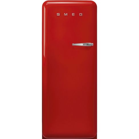 Smeg FAB28LRD6UK 60cm Retro 50s Style Free Standing Fridge with Ice Box in Red, Left Hand Hinge