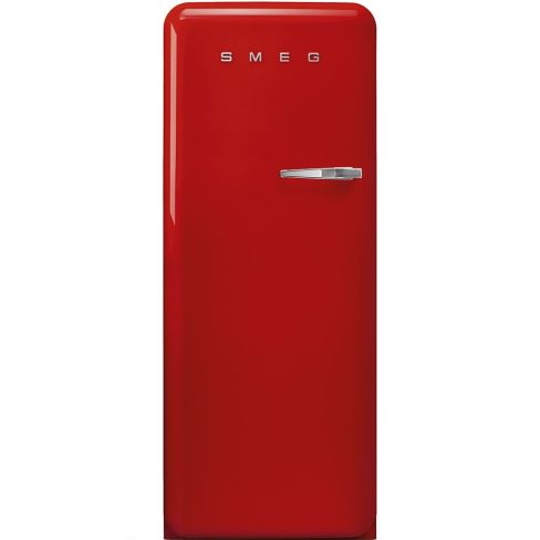 Smeg FAB28LRD5UK 60cm Retro 50s Style Free Standing Fridge with Ice Box in Red, Left Hand Hinge