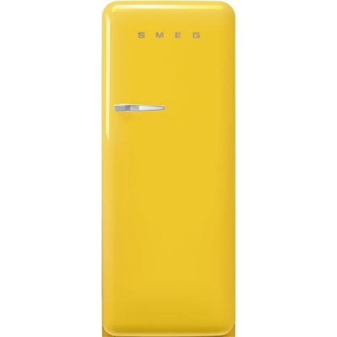 Smeg FAB28RYW6 60cm Retro 50s Style Free Standing Fridge with Ice Box in Yellow, Right Hand Hinge