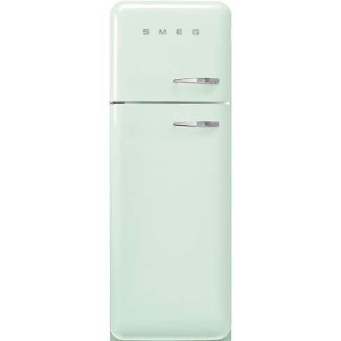 Smeg FAB30LPG6UK 60cm Retro 50s Style Left Hand Hinge Freezer over Fridge in  Pastel Green