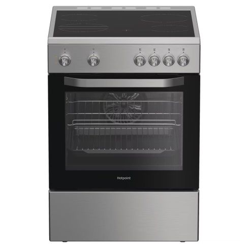 Hotpoint H6V5KMXUK Freestanding 60cm Single Cavity Ceramic Hob Cooker in Stainless Steel A Rated