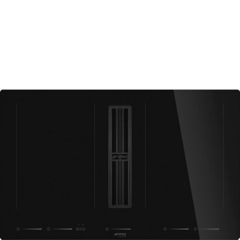 Smeg HOBD682D2 83cm Universal Induction Hob with Integrated Venting Extractor, Black A+ Rated
