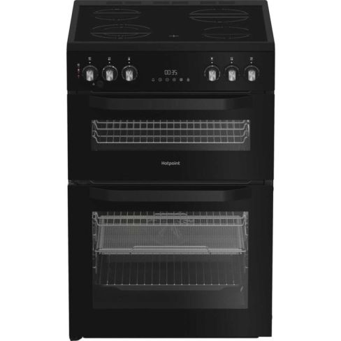 Hotpoint HDE6VDCASB1 Freestanding Ceramic Hob Electric Cooker, Black