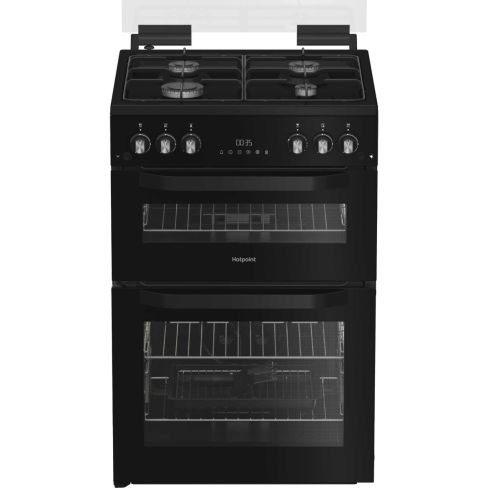 Hotpoint HDG6GDCB1 Gas Cooker with Double Oven, Black, A+ Rated