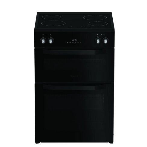 Hotpoint HDME6VDC2AB 60cm Double Oven Electric Cooker with Ceramic Hob - Black A Rated