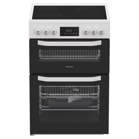 Hotpoint HTE6VDCW 60cm Ceramic Electric Cooker with Separate Grill, White, A Rated