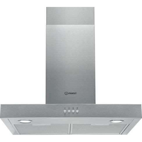 Indesit IHBS65LMX T-Box Hood - Button Control - Stainless Steel With Dishwashable Aluminium Grease Filter
