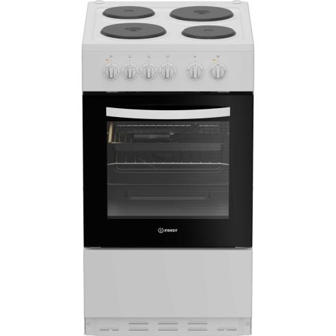 Indesit I5E3KMW 50cm Electric Single Oven Cooker with 4 Zone Sealed Plate Hob - White A Rated