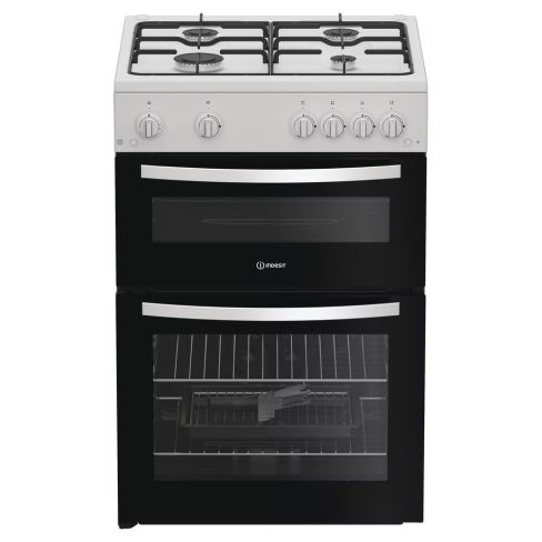 Indesit ITG6GW Freestanding 60cm Twin Cavity Gas Cooker in White A+ Rated