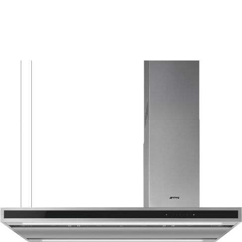 Smeg KLTI12L4X 120cm Island Cooker Hood, Stainless Steel and Black Glass A Rated