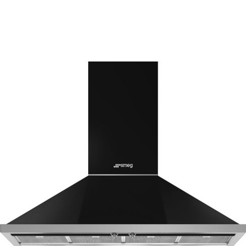 Smeg KPF12BL 120cm Portofino Chimney Hood Black A+ Rated