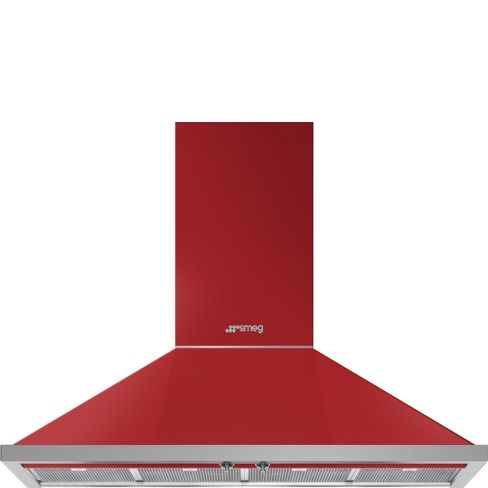 Smeg KPF12RD 120cm Portofino Chimney Hood Red A+ Rated