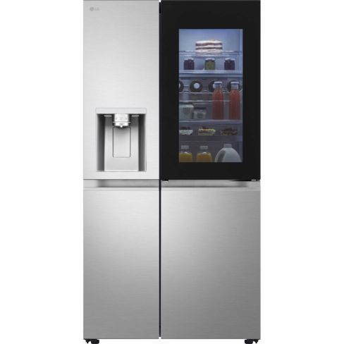 LG GSXE90BSDD 628L InstaView™ Side-By-Side American Style Fridge Freezer, Brushed Steel
