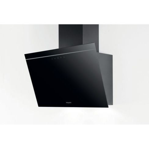 Hotpoint PHVP62FLTK 60cm Angled Chimney Cooker Hood in Black