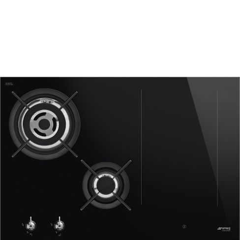 Smeg PM3743D 75 cm Classic Mixed Fuel Gas + Induction Hob, Black