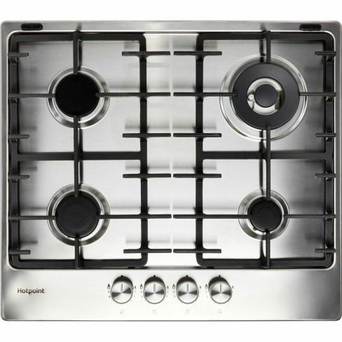 Hotpoint PPH60GDFIXUK 60CM Flame Control Gas on Metal Hob - Stainless Steel - Cast Iron Supports