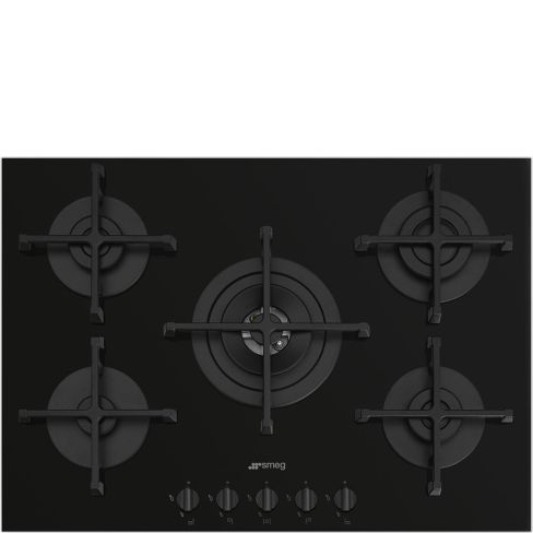 Smeg PV275B 72 cm Cucina 5 Gas Burner Gas On Glass Hob - Black