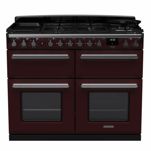 Rangemaster ESDLB110DFPBOR/CM1 110cm Dual Fuel Range Cooker BC Bordeaux /Chrome A-Rated