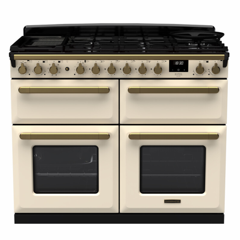 Rangemaster ESDLB110DFPPCR/AB1 110cm Dual Fuel Range Cooker BC Pale Cream /Antique Brass A-Rated