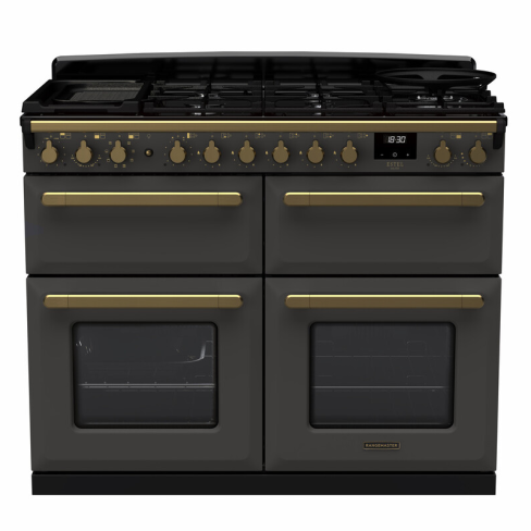 Rangemaster ESDLB110DFPSLT/AB1 110cm Dual Fuel Range Cooker BC Slate /Antique Brass A-Rated