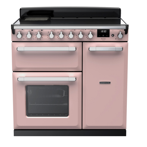 Rangemaster ESDL90EIPPPK/CM1 90cm Wide Induction Range Cooker - Pale Pink /Chrome - A Rated