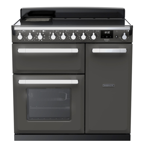 Rangemaster ESDL90EIPSLT/CM1 90cm Wide Induction Range Cooker - Slate /Chrome - A Rated