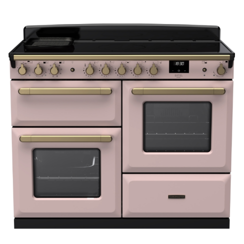 Rangemaster ESDLO110EIPPPK/AB1 110cm Wide Induction Range Cooker OC - Pale Pink / Antique Brass - A Rated