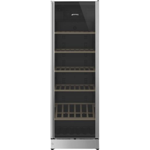 Smeg SCV115GS 60cm Freestanding Tall Classic Wine Cooler with Left Hand Hinge Stainless Steel and Glass