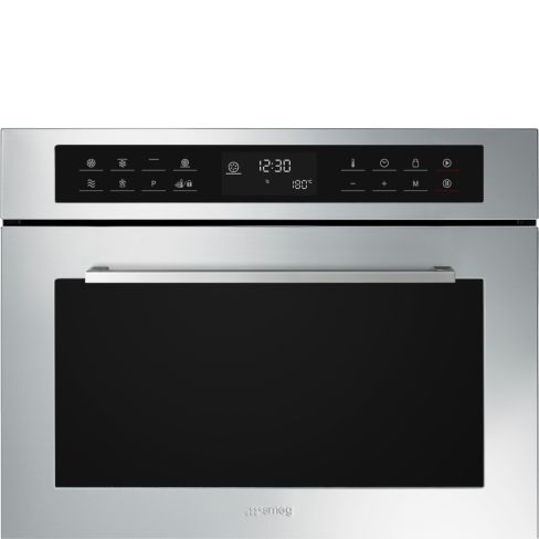 Smeg SF4400MCX1 Cucina 45cm Compact Built-In Oven & Microwave, Stainless steel