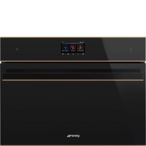 Smeg SO4604M2PNR Dolce Stil Novo 45cm Compact Built-In Combi Oven & Speedwave Microwave, Black - Copper Trim with Vapor Clean
