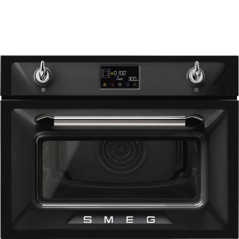 Smeg SO4902M1N Victoria 45cm Compact Built-In Oven & Micro combi Microwave with Vapor Cleaning, Black