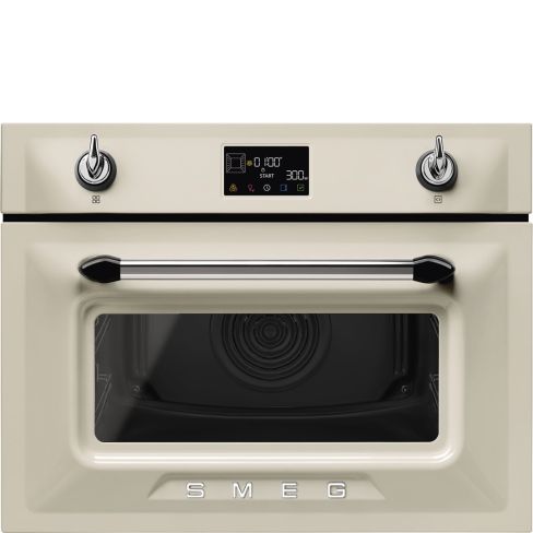 Smeg SO4902M1P Victoria 45cm Compact Built-In Oven & Micro combi Microwave with Vapor Cleaning, Cream