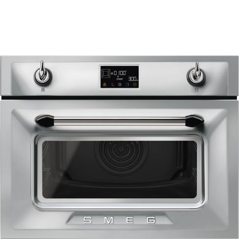 Smeg SO4902M1X Victoria 45cm Compact Built-In Oven & Micro combi Microwave with Vapor Cleaning, Stainless steel