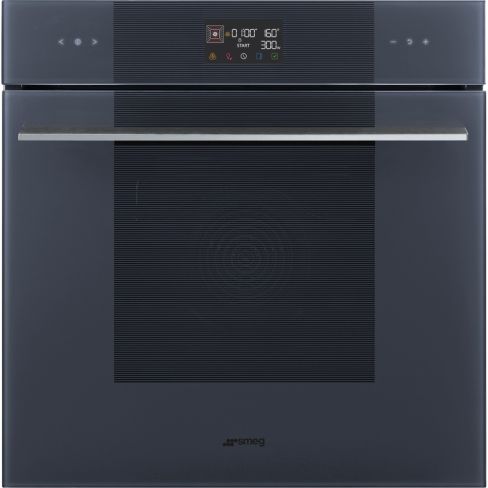 Smeg SO6102M2G Linea 60cm Built-In Combi Microwave, SpeedwaveXL Single Oven with Vapor Clean, Neptune Grey