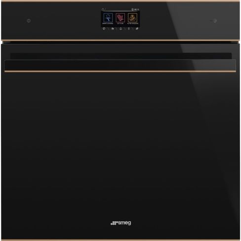 Smeg SO6604M2PNR Dolce Stil Novo 60cm Built-In SpeedwaveXL Single Combi Microwave Oven, Black - Copper Trim