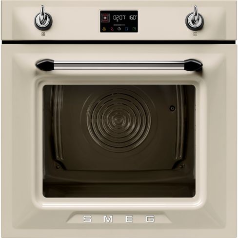 Smeg SOP6902S2PP Victoria 60cm Built-In SteamOne Single Oven with Pyrolytic Cleaning, Cream A+ Rated
