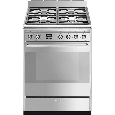 Smeg SUK61MX9 60cm Concert Classic Dual fuel Cooker with Gas Hob In Stainless Steel A Rated
