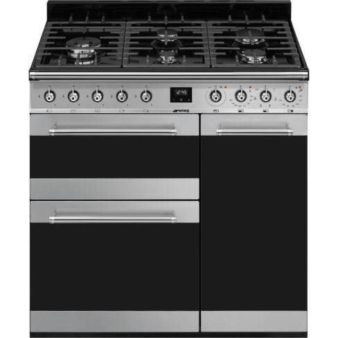 Smeg SY93-1 90cm Dual Fuel Range Cooker - Stainless Steel