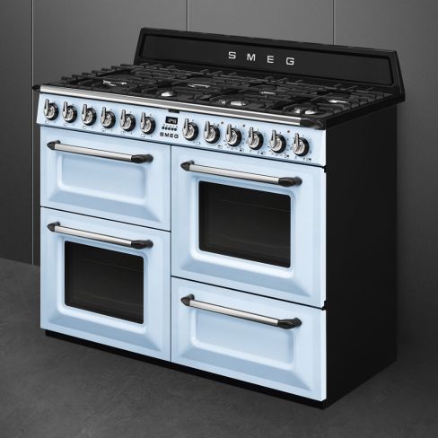 Smeg TR4110AZ 110cm Victoria Dual Fuel Range Cooker Pastel Blue