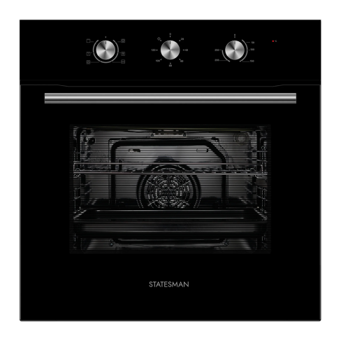 Statesman BSF160BL Built-In Single Cavity Fan Oven, 70 Litre in Black