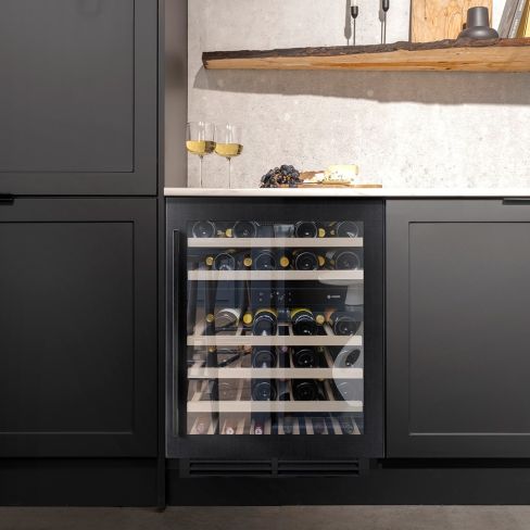 Caple WI6135BS Undercounter Built In Dual Zone Wine Cooler Black Steel