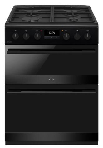 CDA CFD600MB 60cm Dual Fuel Cooker with Double Oven in Black, A Rated