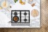 Caple C750G 59cm Wide 4 Burner Gas Hob with Cast Iron Supports - Stainless Steel