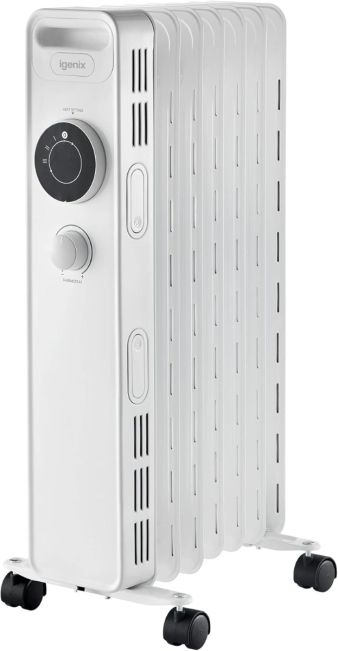 igenix IG2615 Oil Filled Radiator, 1.5kW/1500W, Overheat Protection, White