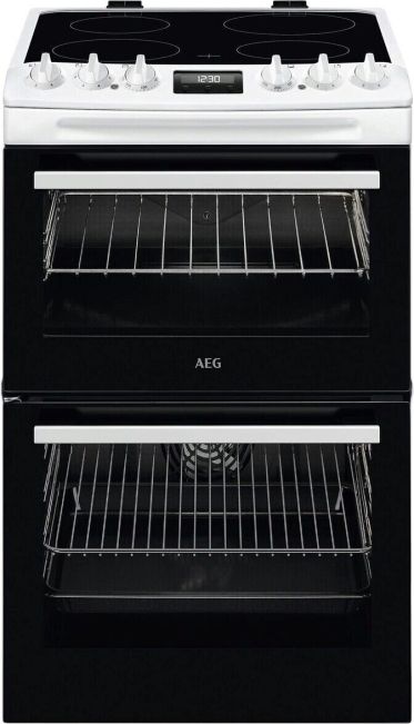 AEG CCX1530ACW 55cm Double Oven Electric Cooker with Ceramic Hob in White